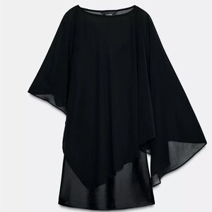 NWT ZARA SHORT SATIN EFFECT CAPE DRESS SIZE M